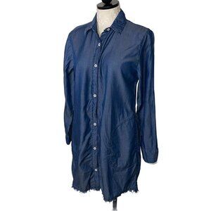 Tommy Bahama Shirt Size XS Swim Cover Up Chambray Blue Boyfriend Pure Tencel